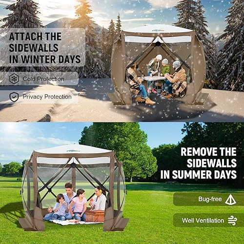 Miniatura 2 de COBIZI Tienda de campaña de 10 x 10 pies para camping, toldo de camping desplegable con paredes laterales, tienda de campaña portátil al aire libre