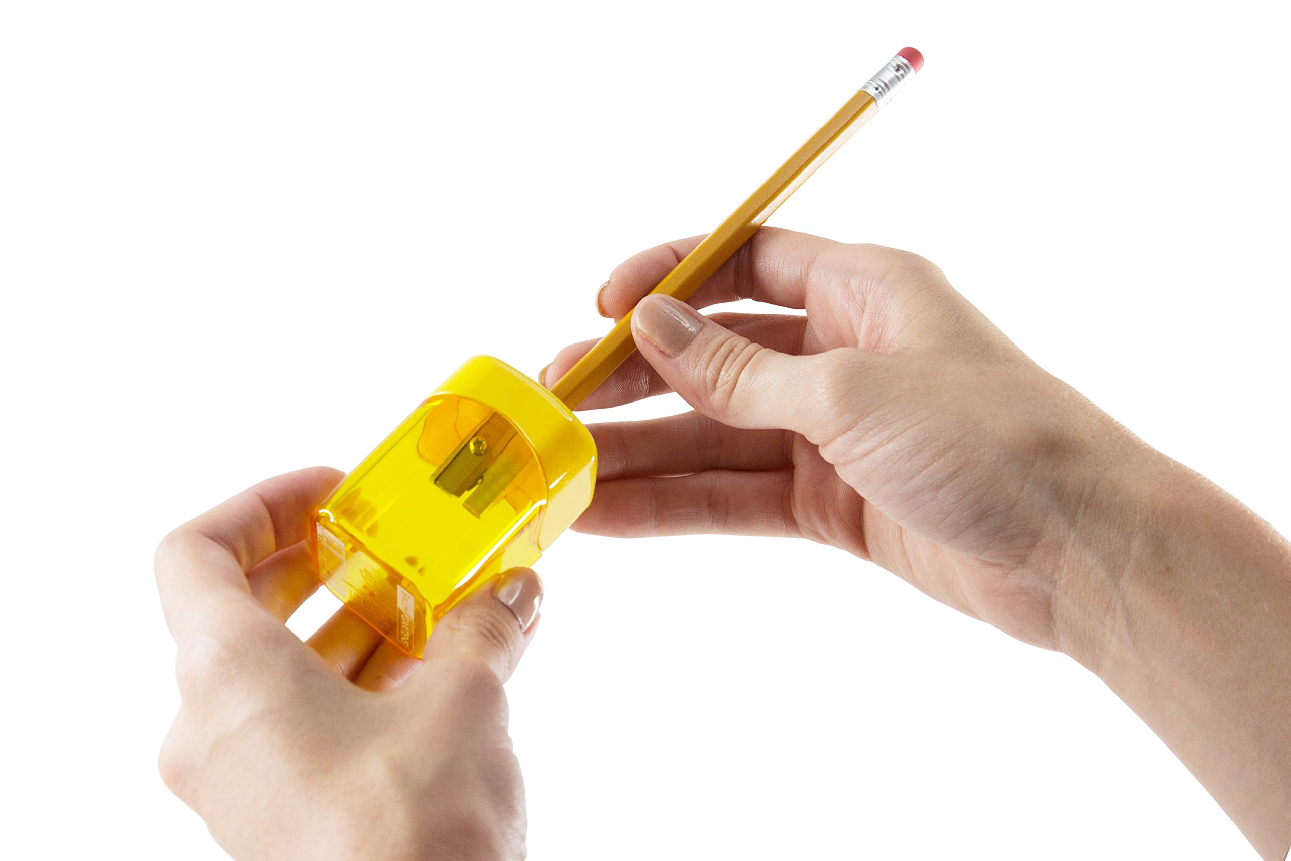 Pencil Sharpener,w/ Receptacle,2-1/8",10 Count,Assorted, Sold as 1 Each