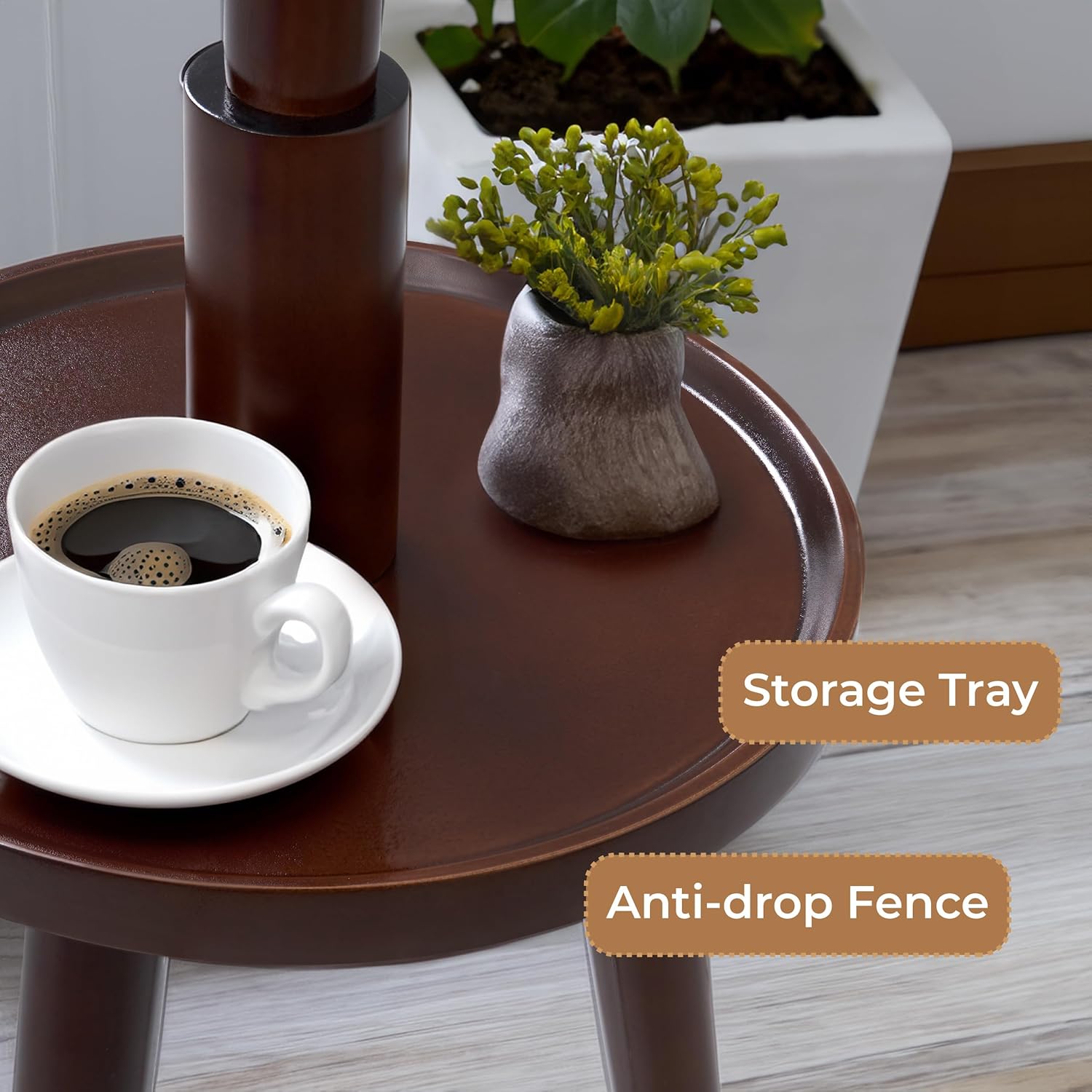 BARIEN Free Standing Wooden Coat Rack Stand, 8 Hooks FreeStanding Hat Racks with Shelf, 4 Height Options 50.7"-72.8", Used To Hang Clothes, Hats, Bags (Brown)