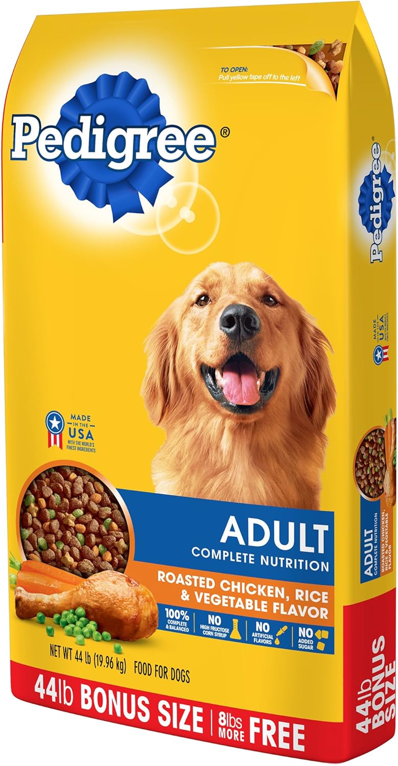 Pedigree Adult Roasted Chicken, Rice & Vegetable Flavor Dry Dog Food 44 Pounds