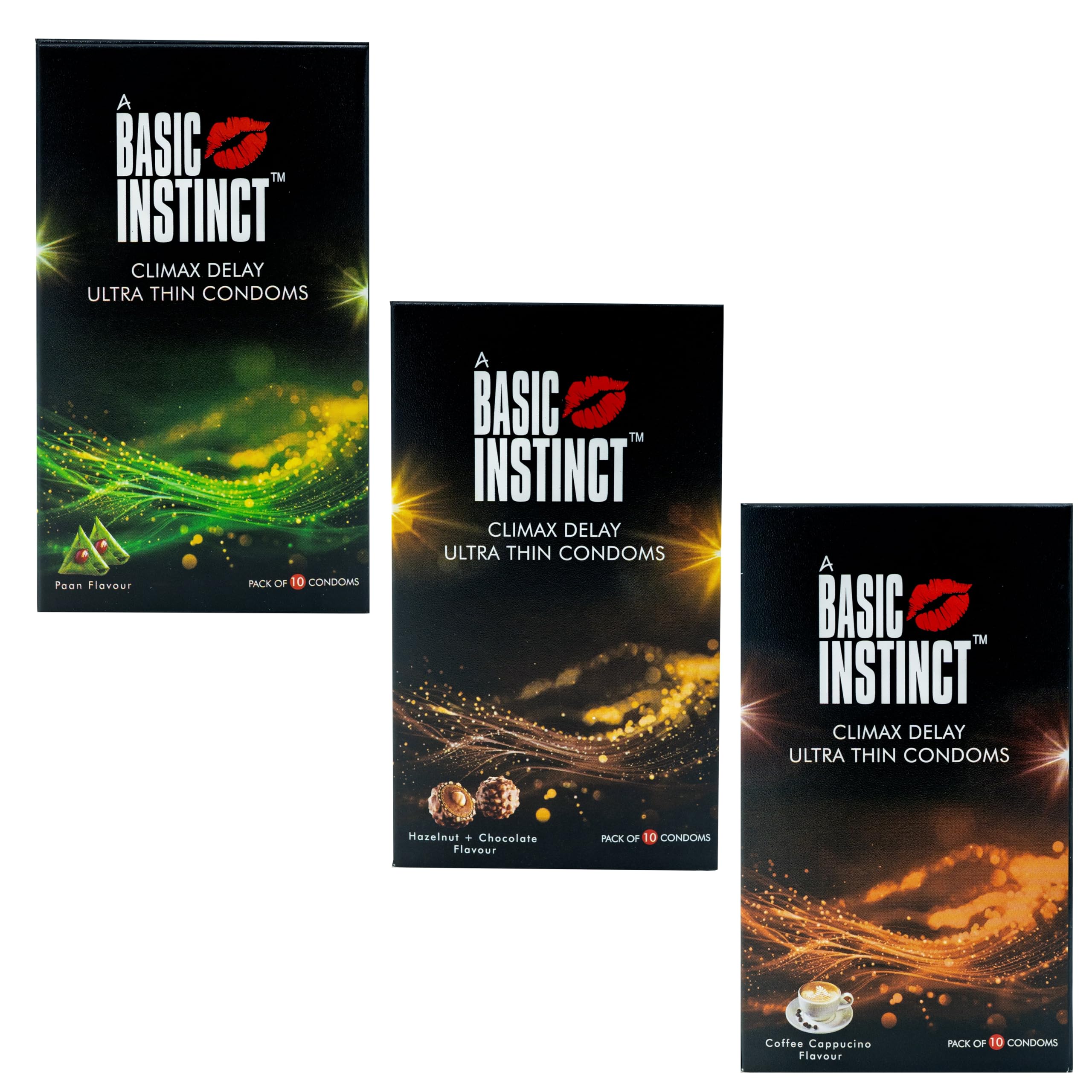 Basic Instinct Thin Condom With Benzocaine Paan Flavour 10 Pcs +Ultra Thin With Benzocaine Chocolate/Hazelnut Flavour 10 Pcs +Ultra Thin With Benzocane Coffee Cappuccino Flavour 10 Pcs (Pack of 3)-image-23