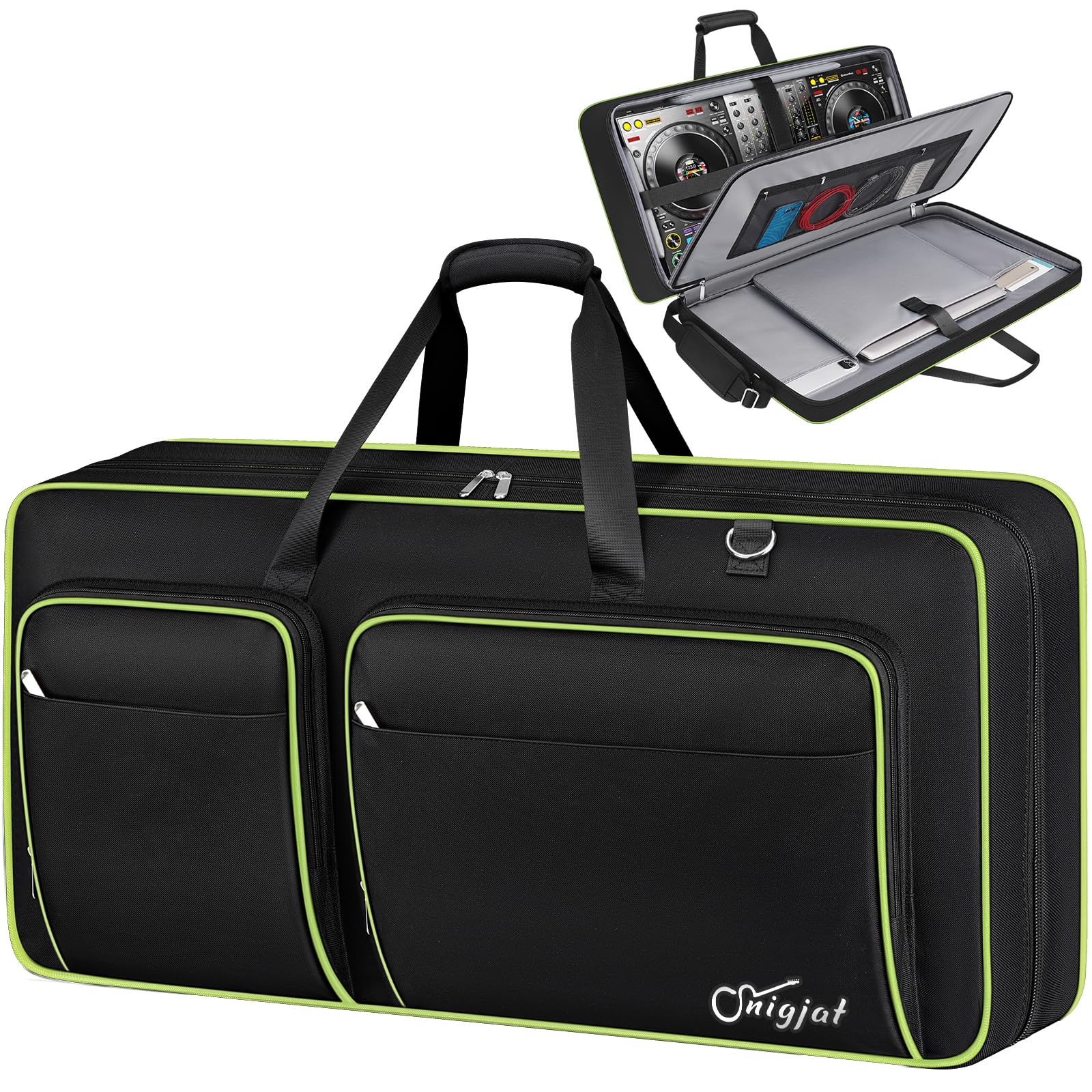 SNIGJAT DJ Controller Case for DDJ FLX10/GRV6/REV5 with Laptop Pocket Green