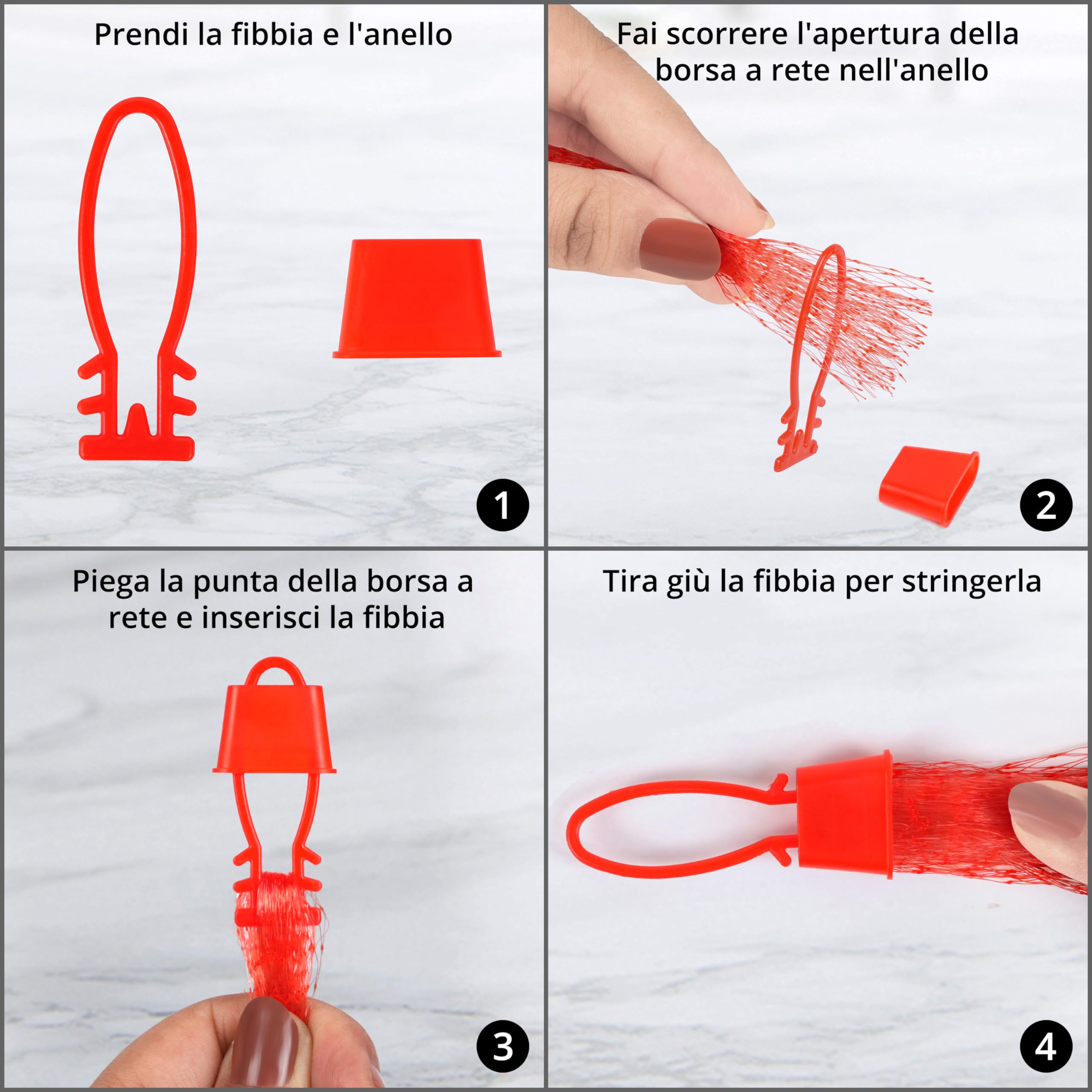 100 sacchetti a rete riutilizzabili per frutta, verdura