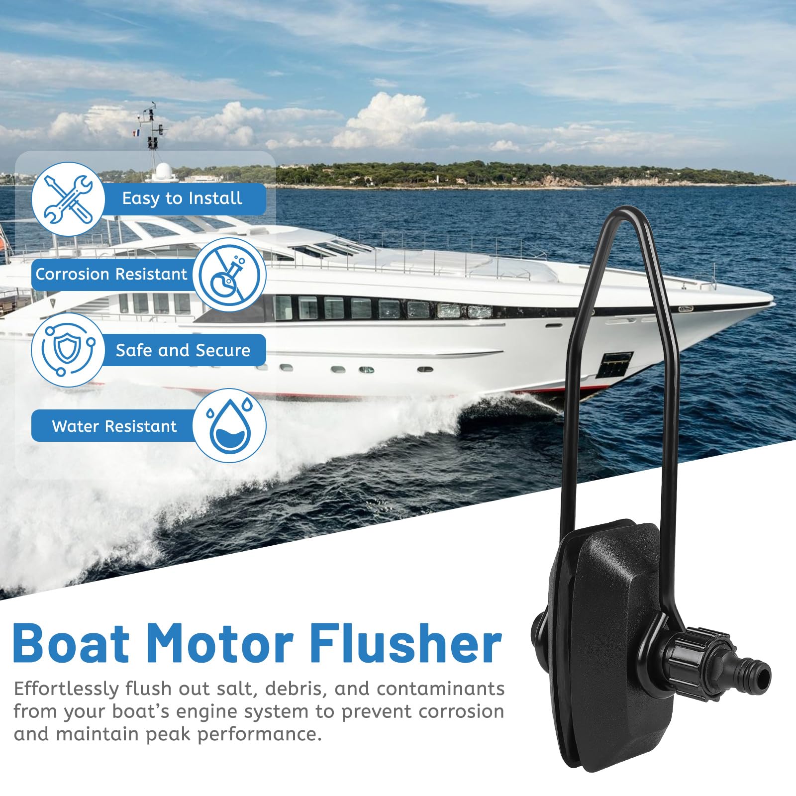 lalago Moteur de Nettoyage de Bateau Monotube, Oreille de Rinçage à Double Ohren Universel