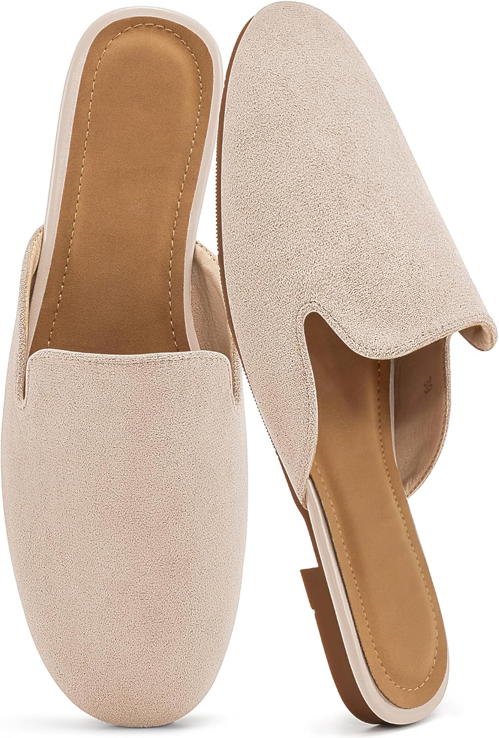 Ecetana Mules for Women Flats Shoes: Comfortable Slip On Casual Work Slides Round Toe Backless Loafers