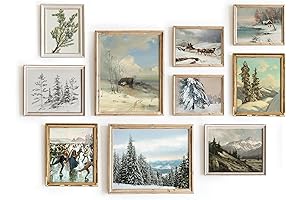 Vintage Christmas Prints, Set of 10 Unframed 11x14" Winter Wall Art Prints