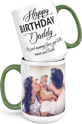 Miniatura 7 de Tazas de café personalizadas con foto, tazas de 15 onzas personalizadas con imagen, texto, nombre, Negro