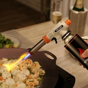 TECHEF Butane Torch - Culinary Professional Kitchen Butane Torch | Adjustable Flame Shape Strength 2,200F | Searing Steaks, Creme Brulee | Anti-flare | Made in Korea | Butane Fuel Not Included