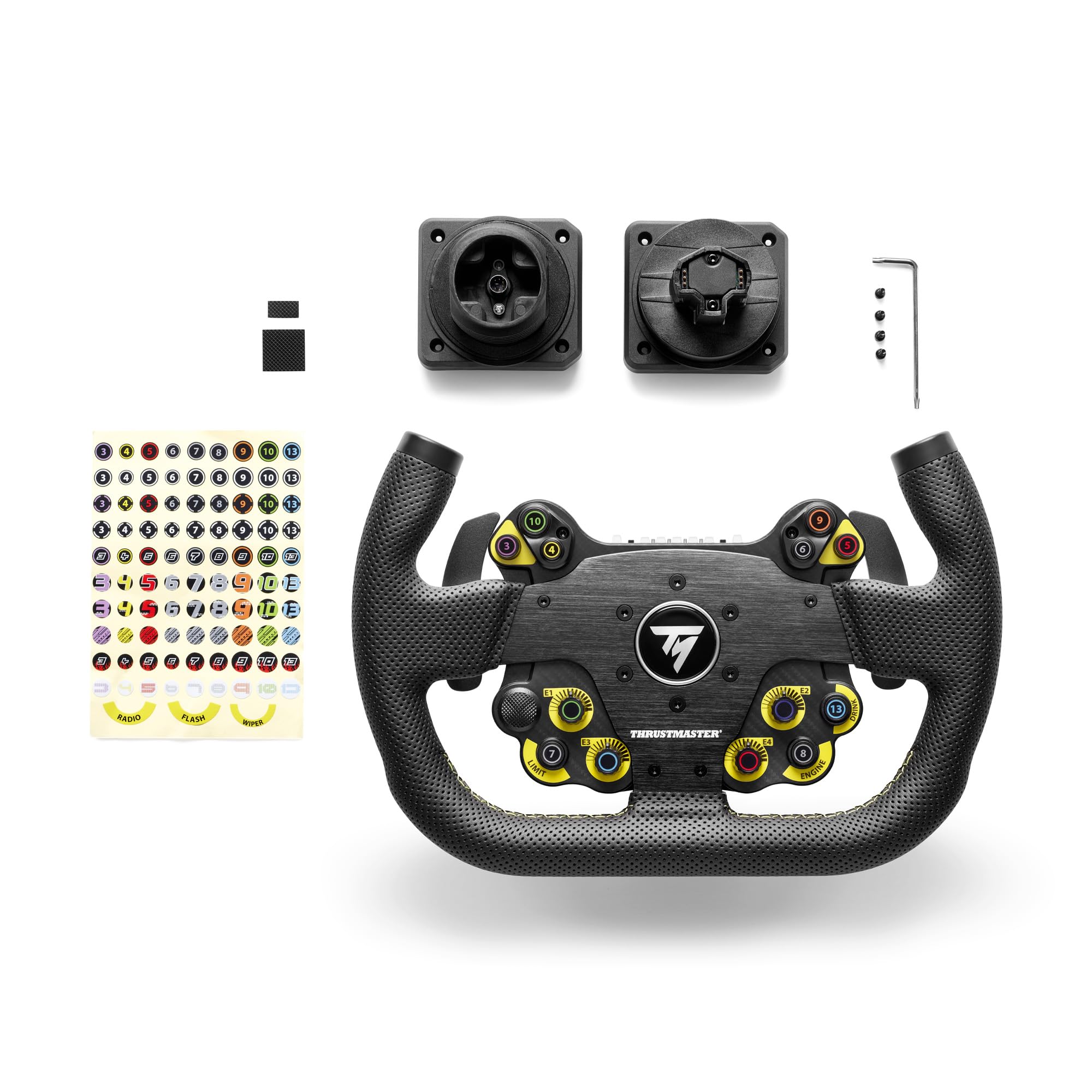 Thrustmaster EVO Racing 31U Leather - Aro de Volante Desmontable en Forma de "U" con Hub (Botones + LED) Revestido de Piel Sintética para Simracing - PS5, PS4, Xbox Series, Xbox One, PC