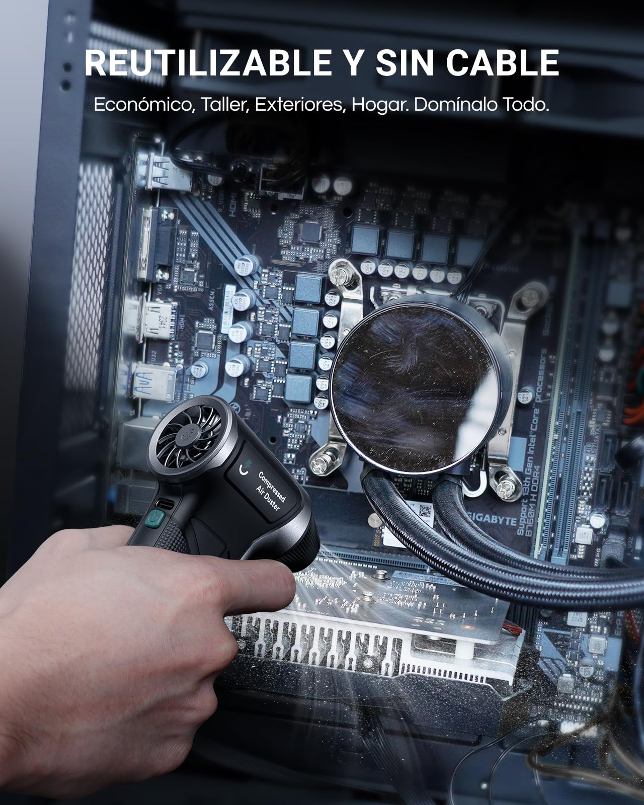 T150 Plumero de aire eléctrico inalámbrico de 110000 rpm, mini soplador ajustable de 3 engranajes con carga rápida, soplador de polvo para computadora, teclado, casa, exterior y coche