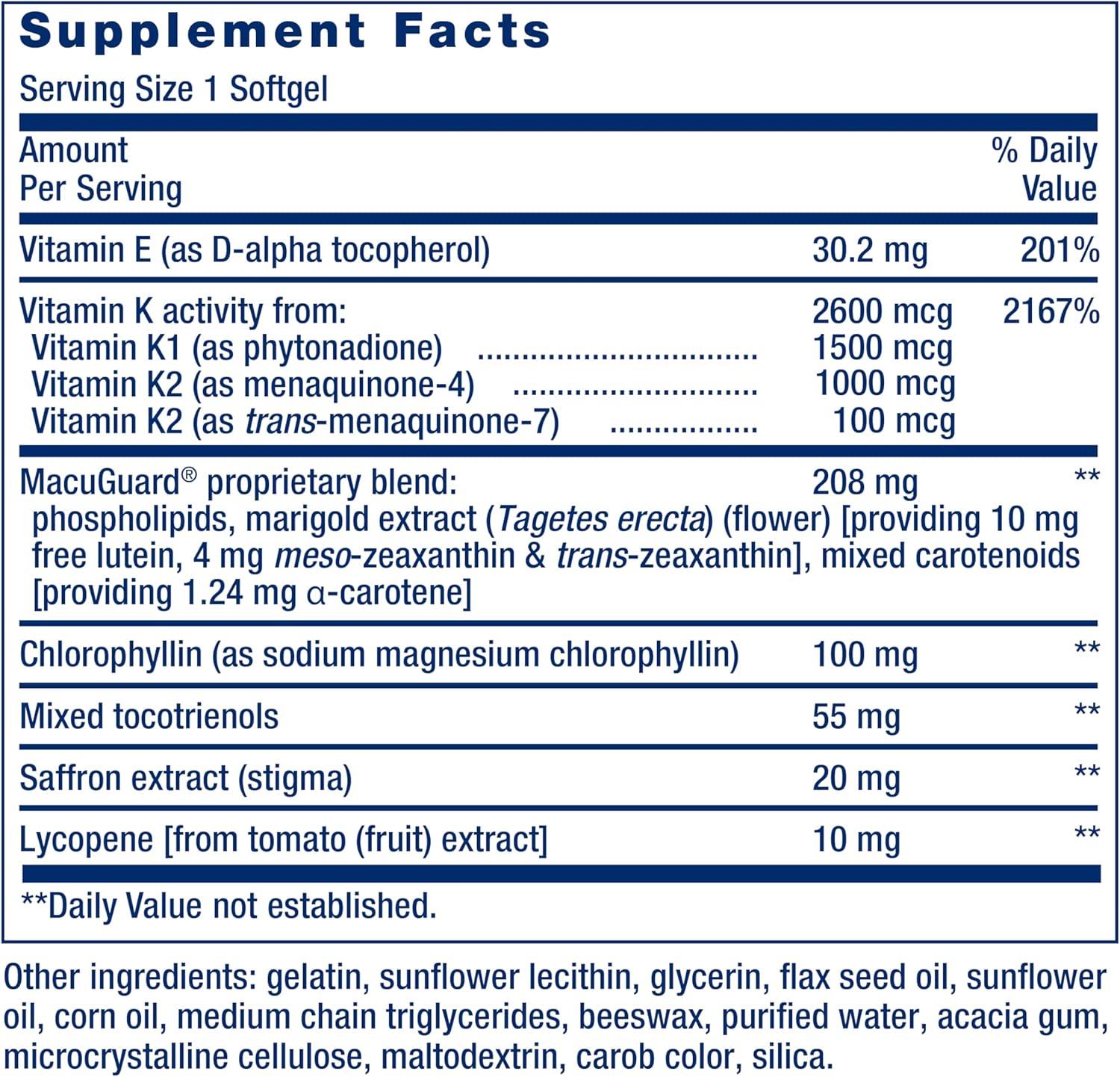 Life Extension Once-Daily Health Booster - Vitamins & Nutrients Supplement for Whole-Body Health - Vitamin K Complex, Vitamin E, Saffron, Lutein and More - Non-GMO, Gluten-Free - 60 Softgels - Image 3