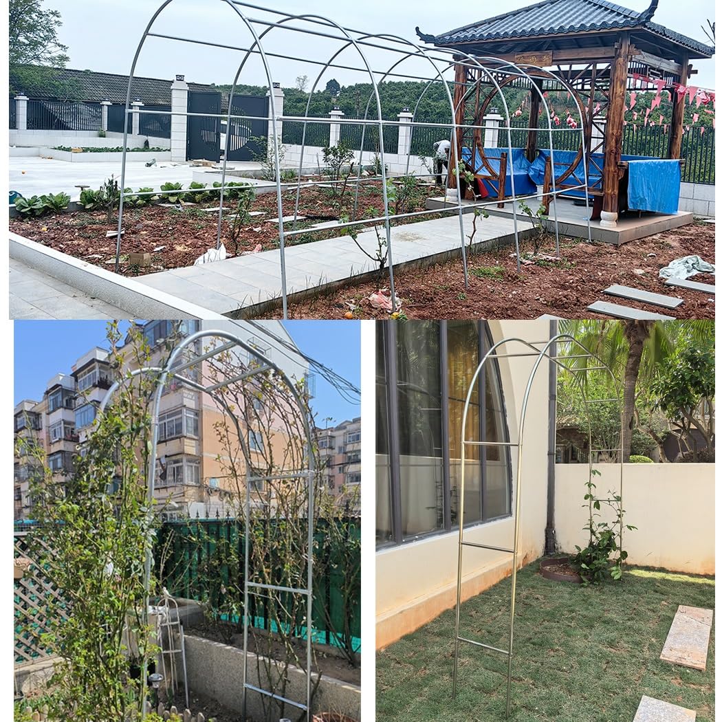 Arco per rose da giardino in acciaio inox, per interni ed esterni, stabile e resistente alle intemperie, con base, arco nuziale/pergolato da giardino (180 x 240 cm)