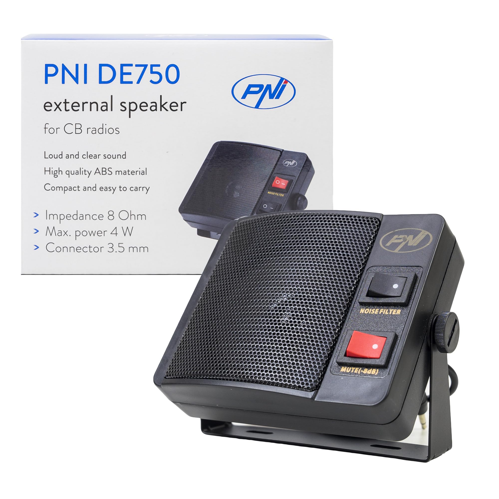Zewnętrzny głośnik PNI DE750 do stacji radiowych CB, 8 omów, 4 W, głośnik 3", gniazdo 3,5 mm