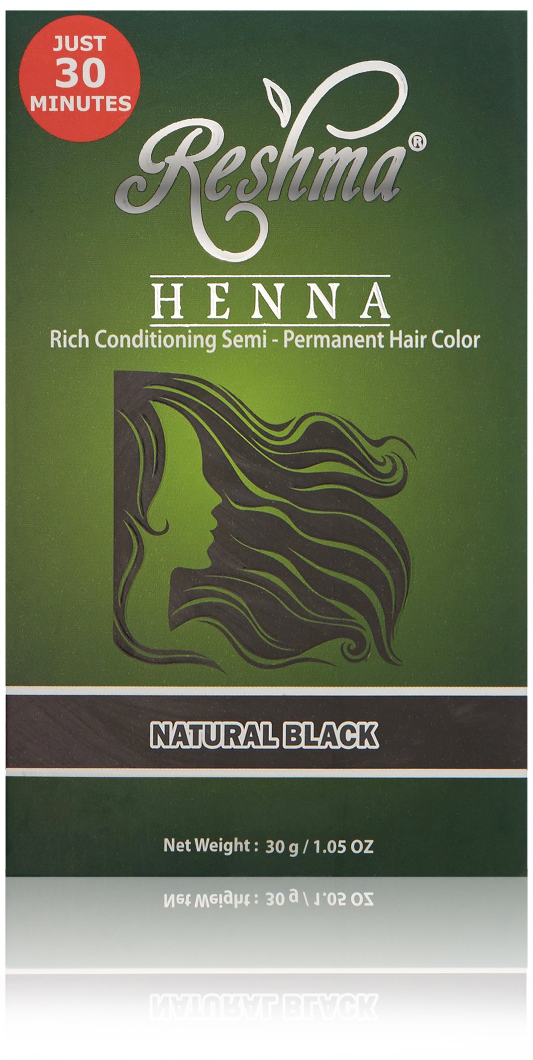 Reshma Beauty 30 Minute Henna Hair Color Infused with Organic Henna Lawsonia Inermis 100% Gray Coverage for Soft, Shiny Hair, Plant-Based Hair Dye—1.05 oz Pack of 1 (Black)