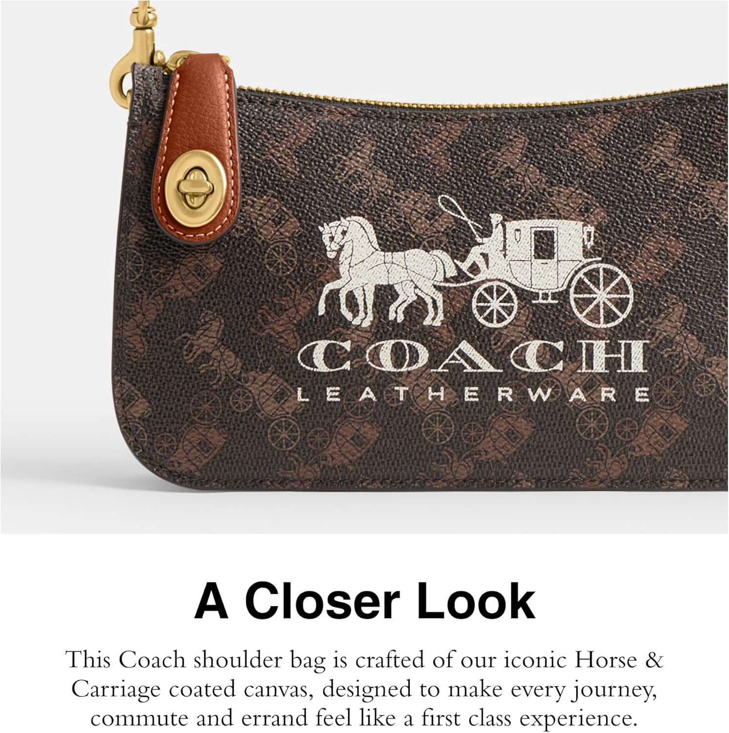 COACH womens Patent Signature Leather Penn Shoulder Bag - Image 4