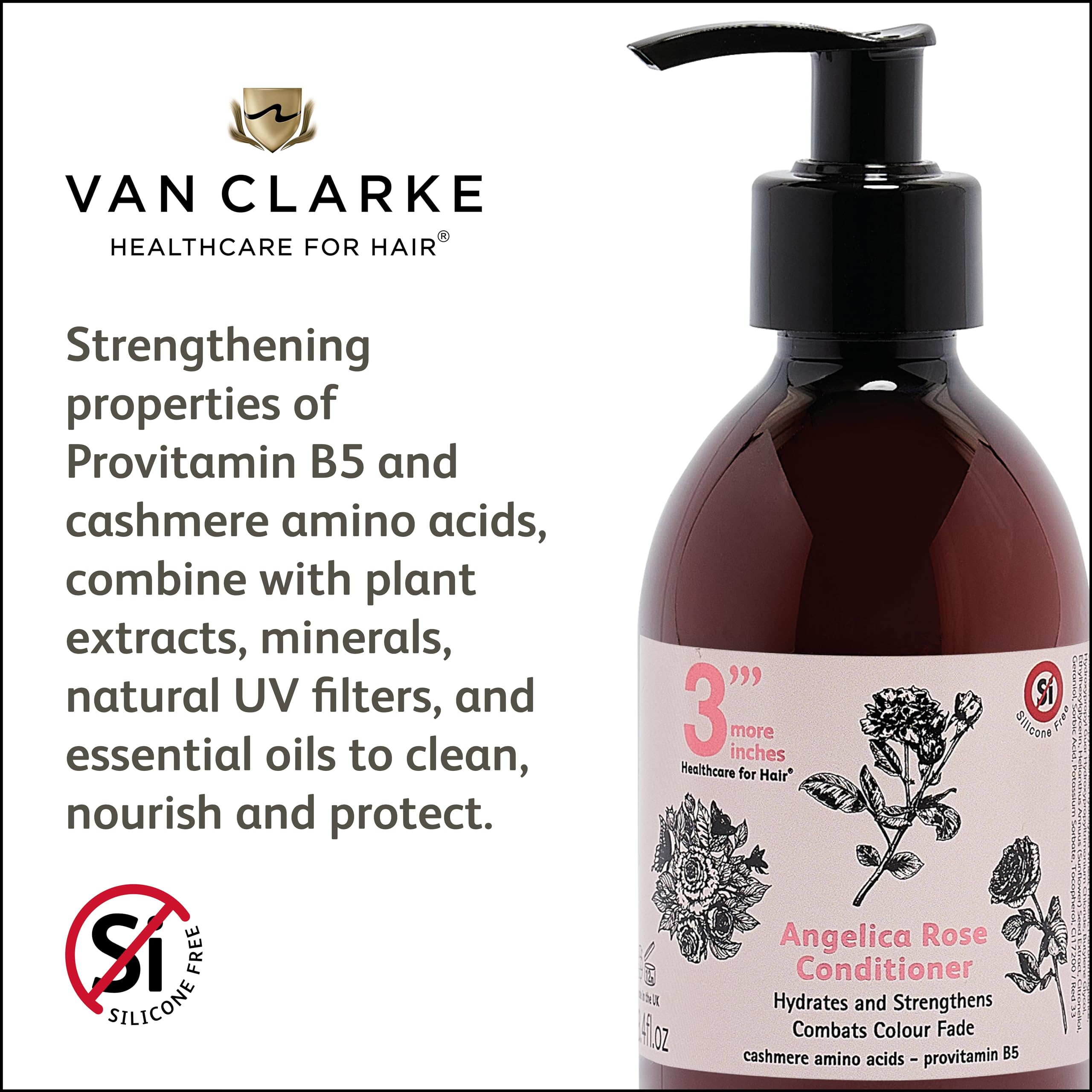 3'''More Inches Cashmere Protein Angelica Rose Conditioner 250ml, Revitalizing Hair Strengthener - Image 2