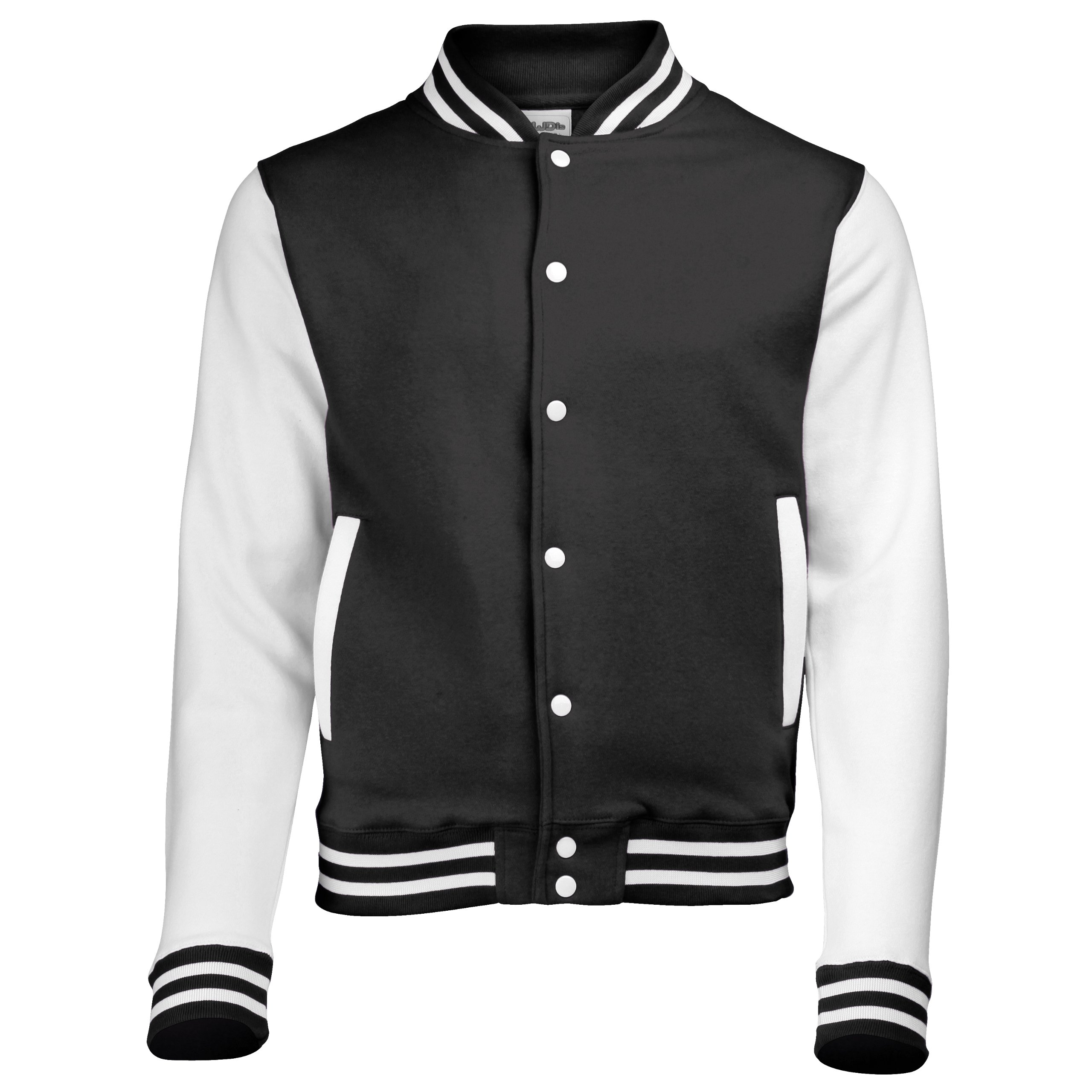 Mazclothing Jet Black / White Awdis Varsity Jacket Jh043 (L, )