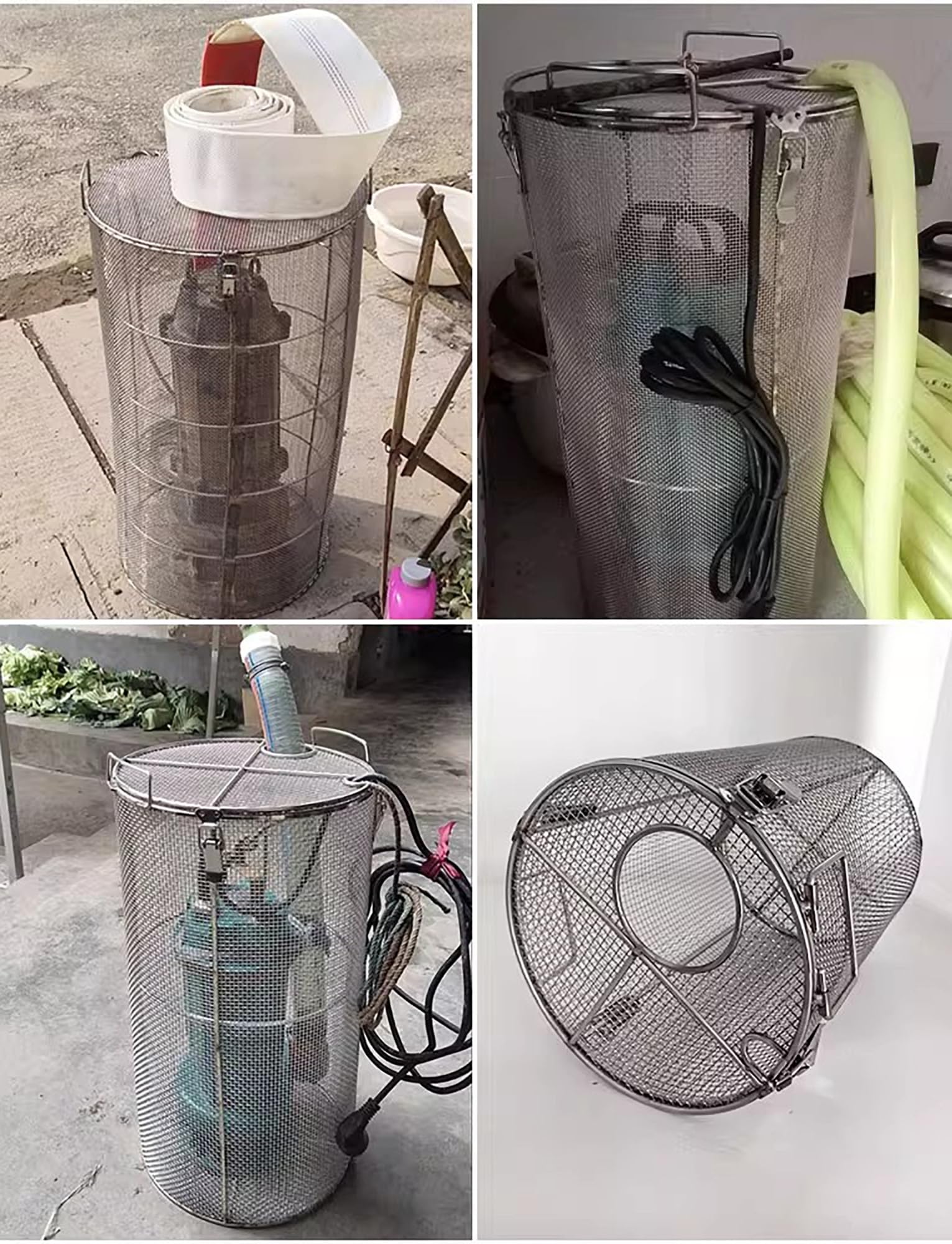 Cubierta de filtro de bomba de acero inoxidable, protector de malla de 1 mm para evitar obstrucciones para bombas sumergibles y de sumidero, características de agua al aire libre