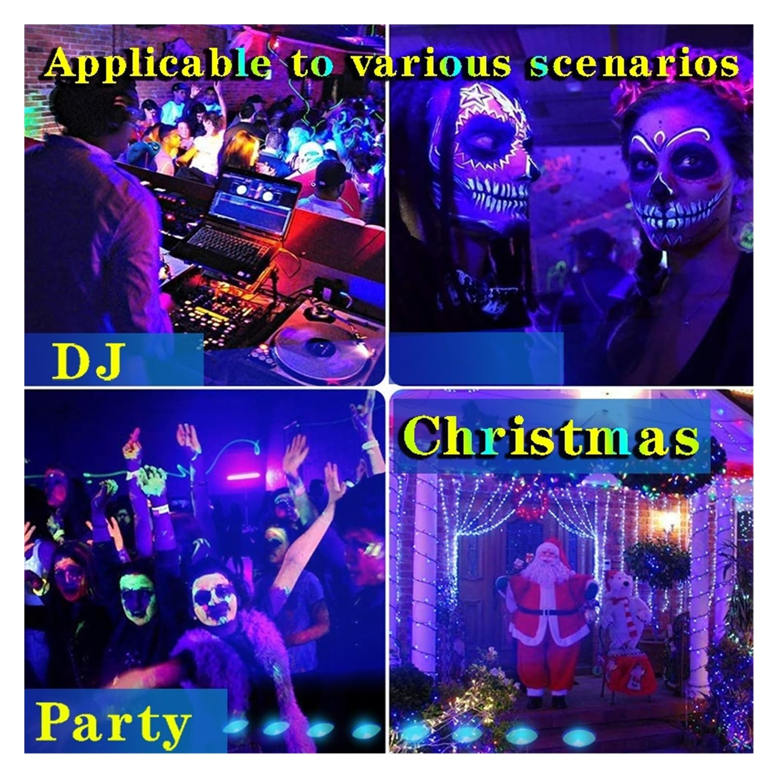 8X12W UV Suono Luci da festa Musica stroboscopica LED Luce par DJ Luci da discoteca RGBW UV DMX512 Lampada da lavaggio Stage Attrezzatura DJ Matrimonio Natale per feste, club, bar, Halloween, Natale(R