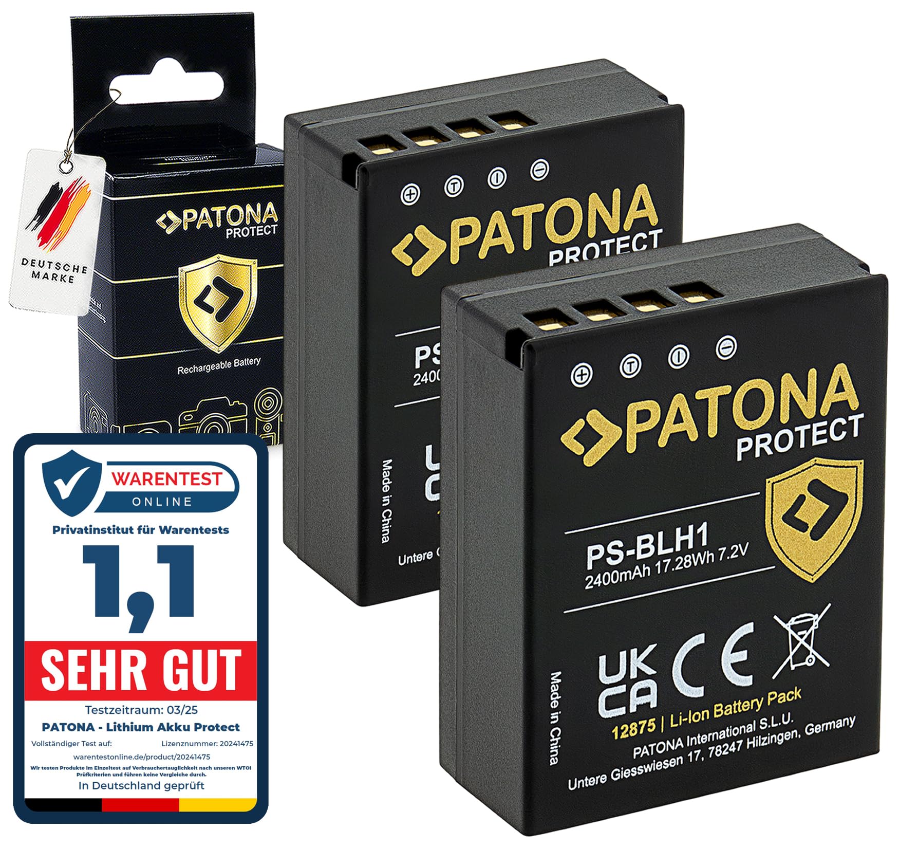 PATONA 2X Protect Akumulator do Olympus BLH-1 BLH1 2600mAh | Akumulator zamienny z NTC-Sensor i etui ochronnym do OM-D E-M1 Mark II/III i E-M1X, 100% zgodny z oryginałem
