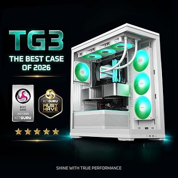 MONTECH TG3 High Airflow ATX Mid-Tower PC Case, Back-Connect Ready, White