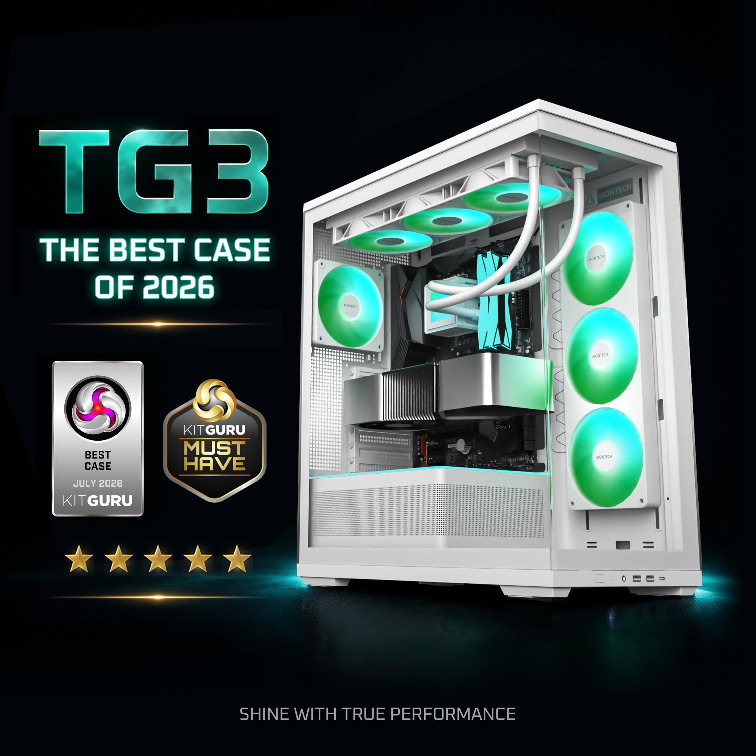 MONTECH TG3 High Airflow ATX - Carcasa para PC de torre media, lista para