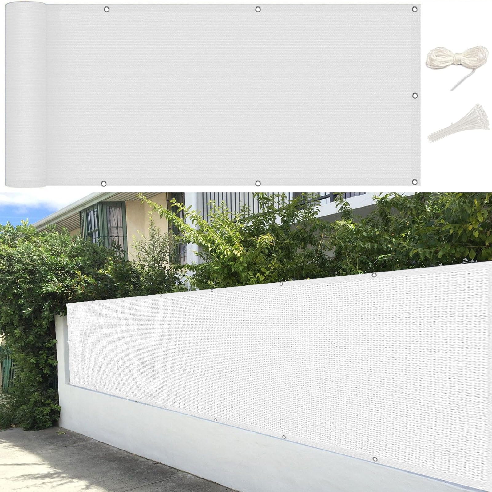 Brise vue 50x530 cm résistant intempéries cache vue extérieur blanc