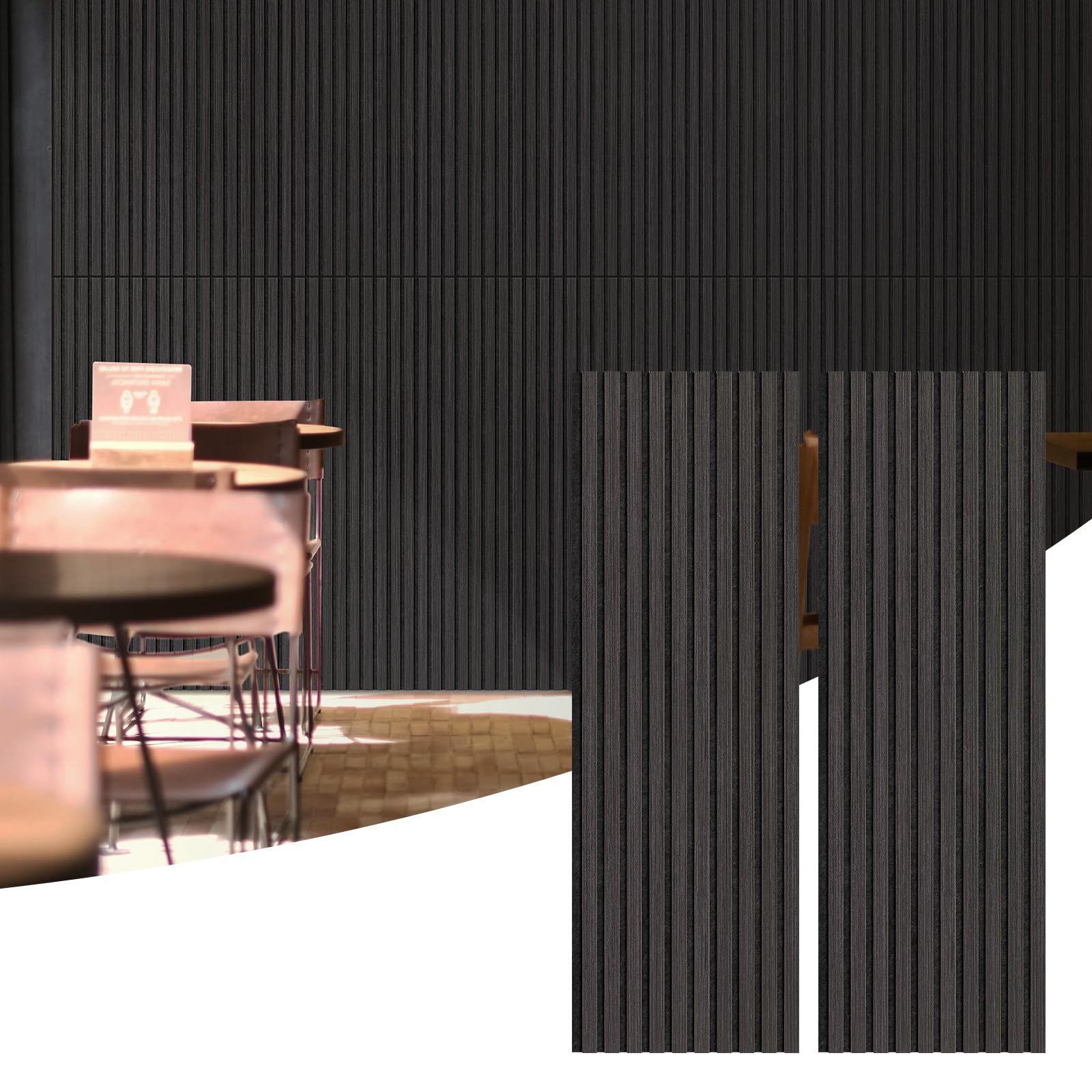 UMIACOUSTICS Wood Wall Panels, 2 PCS Diffusion Panels, 47.2” x 15.7” Sound Proof Panels for Home Office Cinema (Ebony)