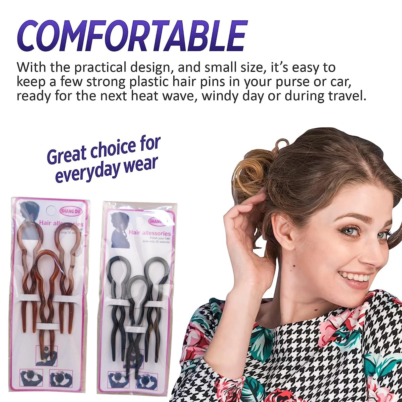 Forcine per capelli a forma di U, 150 pezzi, alla moda, strumenti per acconciature a forma di U, fermagli magici per capelli pieghevoli, semplici e comode forcine per donne (marrone)