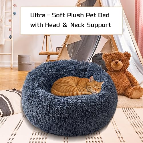 Miniatura 5 de Comfort Donut - Cama para perros ultrasuave con soporte para el cuello, 3 tamaños (lavable a máquina) para perros y gatos pequeños, medianos y