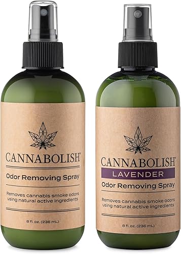 Cannabolish Variedad eliminadora de olores de humo, paquete de 2 aerosoles de 8 onzas líquidas, gaulteria y lavanda