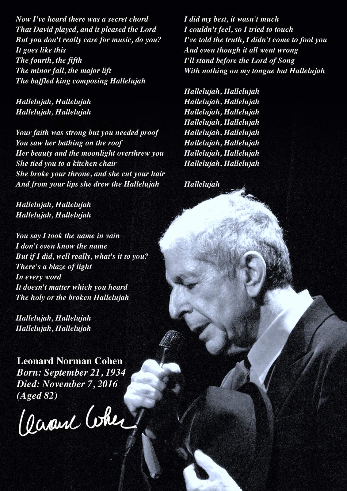 Hallelujah Lyrics Leonard Cohen