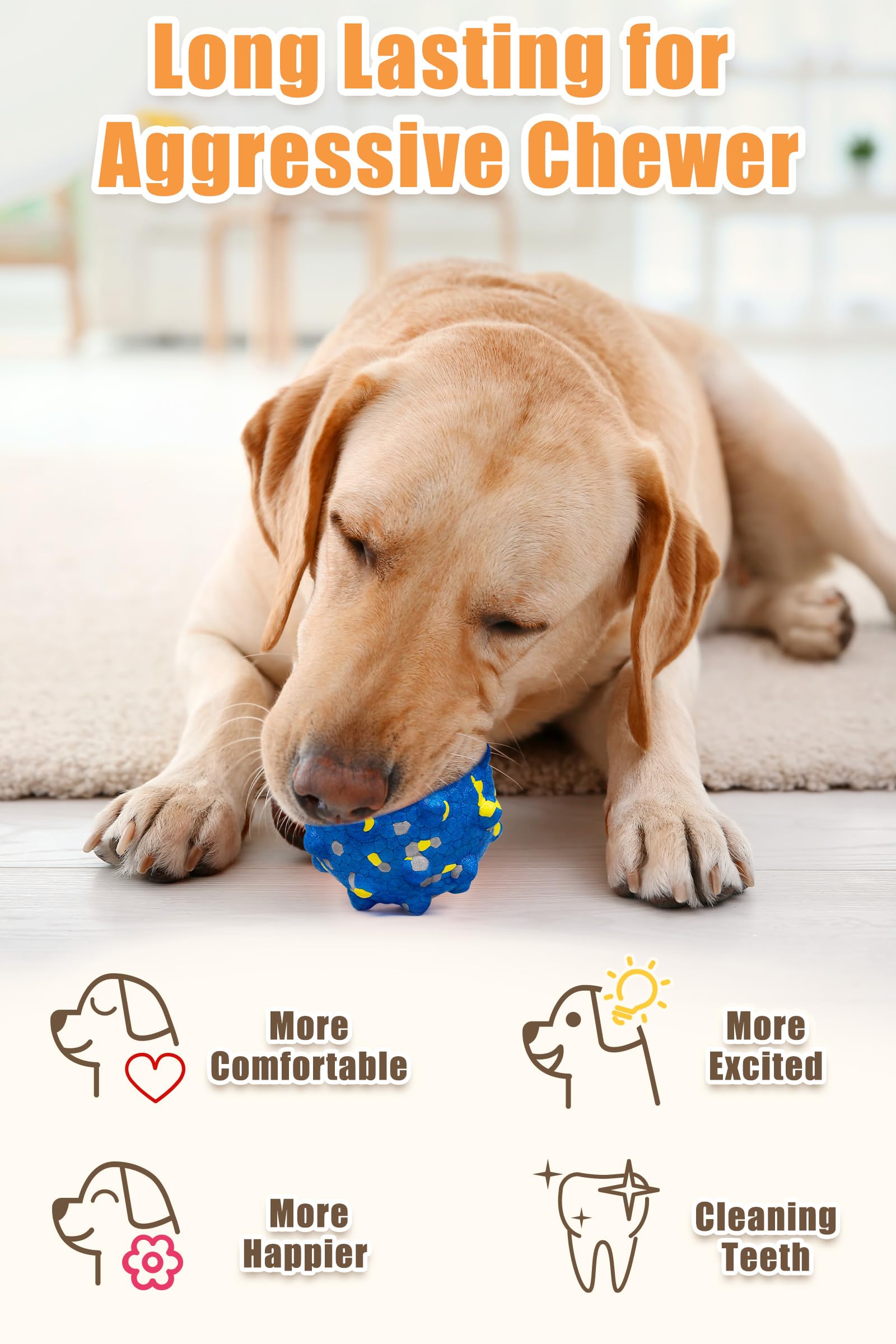 Pelotas de perro mejoradas para masticadores agresivos, pelotas de tenis indestructibles para perros, pelotas de juguete duraderas para perros, juguetes interactivos para perros para juegos de