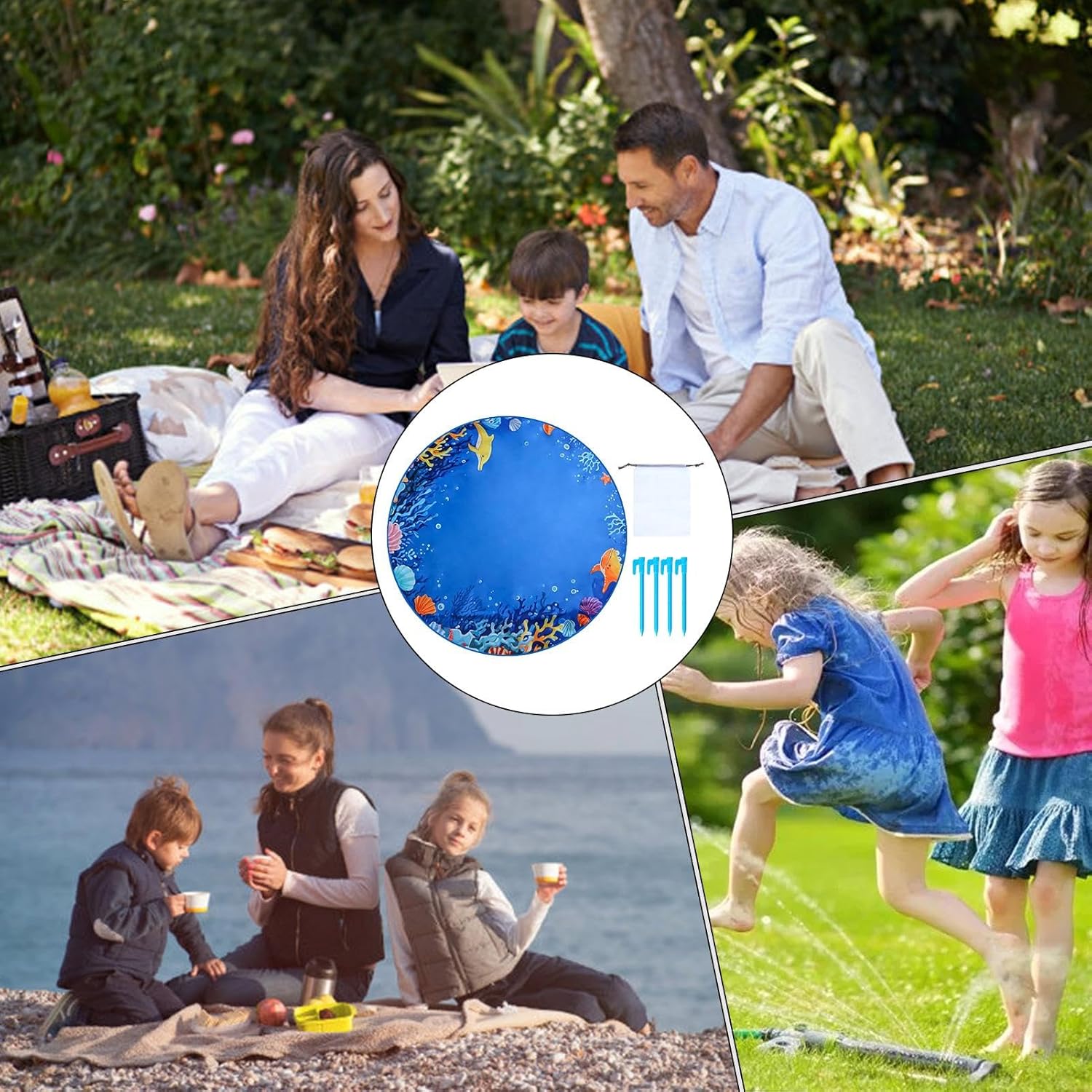 Beach Puddle Pool - Foldable Kids Water Play Mat, Carrying Bag Included, Lightweight Waterproof Design | Interactive Outdoor Toy for Children, Picnic, Travel, Vacation, Beach, Sand Play