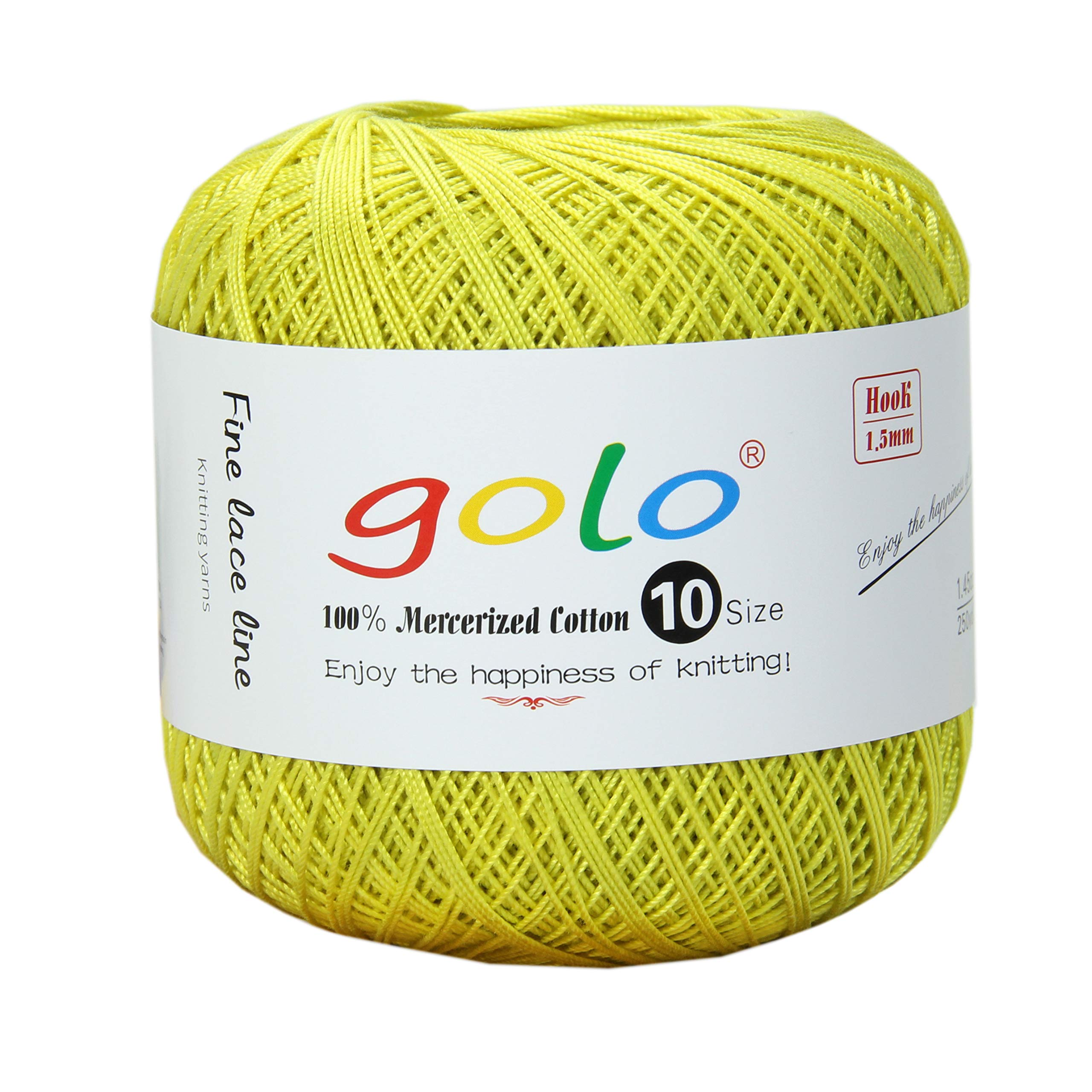 golo Cotton Crochet Thread Balls Size 10 Cotton Knitting Thread Yarn for Crochet yellow-604