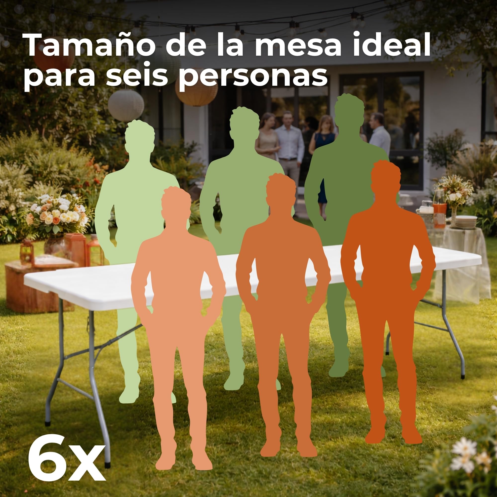 SPRINGOS Mesa de fiesta para banquete de 240 x 75 x 75 cm, plegable para gastronomía, con asa de transporte, función de maleta, plástico, metal para interior y exterior