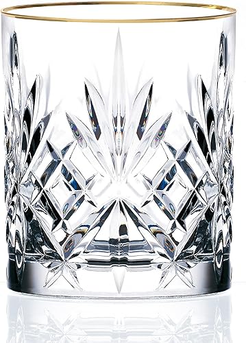 Miniatura 3 de Cristalería de cristal elegante y moderna para organizar fiestas y eventos, copa de vino blanco, banda dorada, juego de 4, 6 onzas.