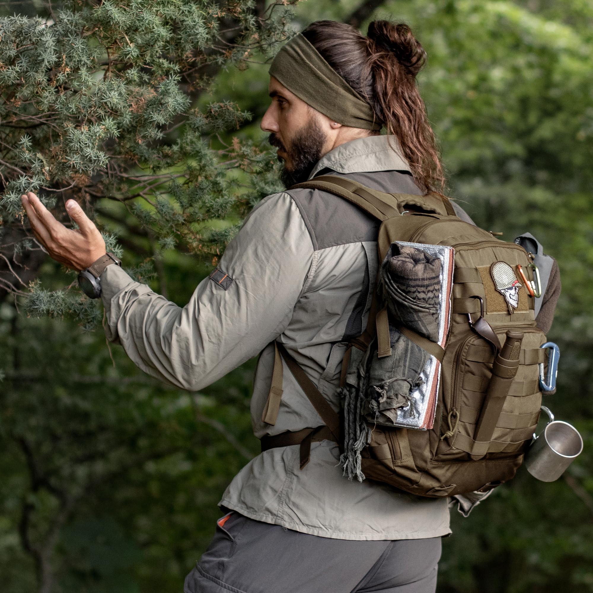 Mardingtop plecak taktyczny z systemem Molle, 25 l / 40 l, plecak wojskowy dla dorosłych, szturmowy plecak trekkingowy, na zewnątrz, na wędrówki, kemping, polowanie, podróż New Khaki-25l 25L