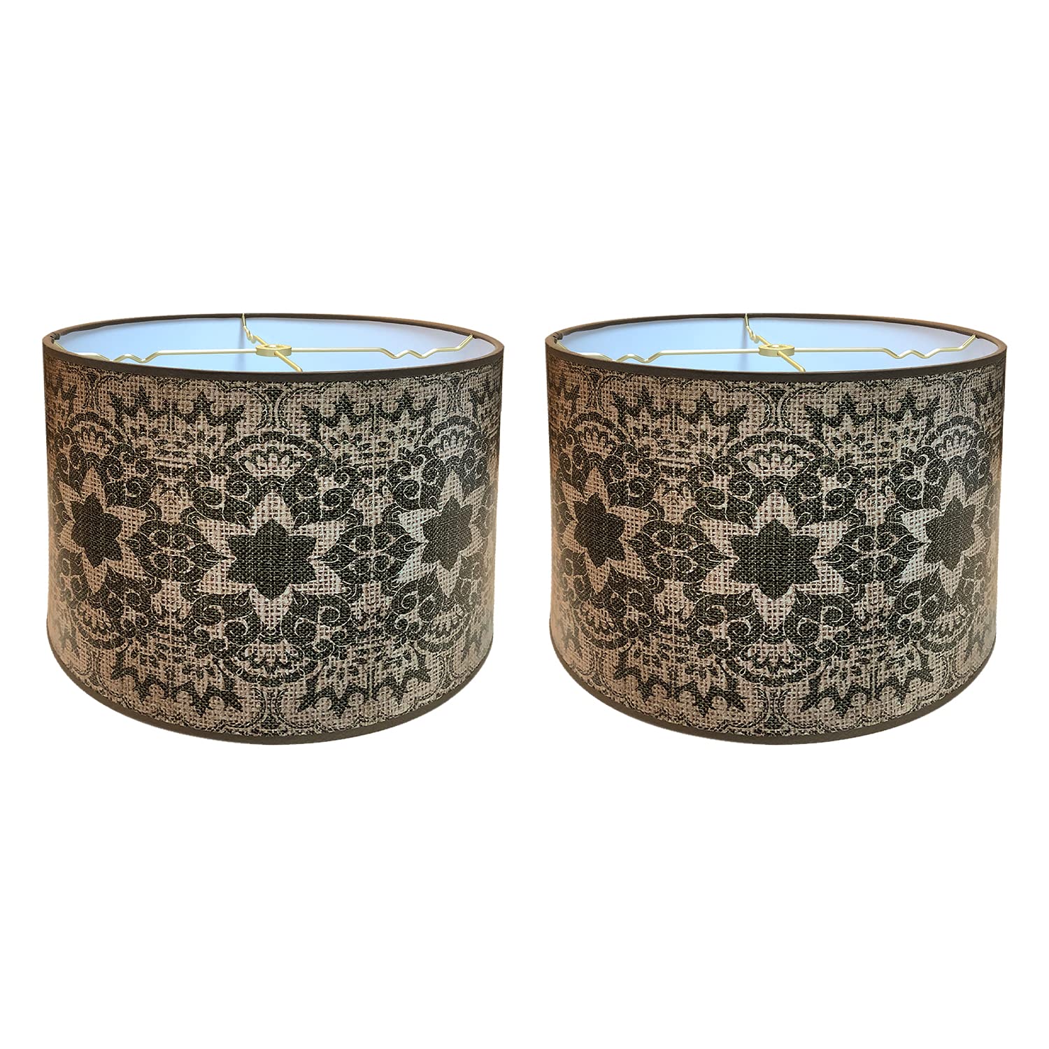 Royal Designs, Inc. Trendy Decorative Handmade Drum Shade, Made in USA, 10in, HBC-8068-10-2, Desert Flower - 2 Pk