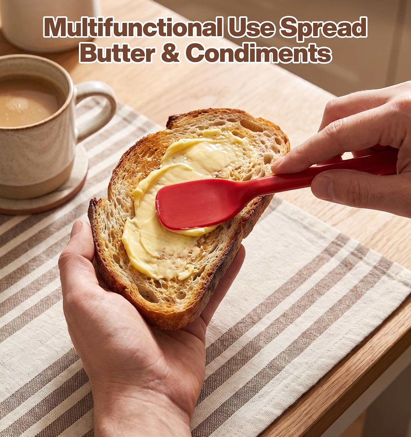 4 Pcs Small Silicone Spoon, Silicone Spatula Spoon for Eating