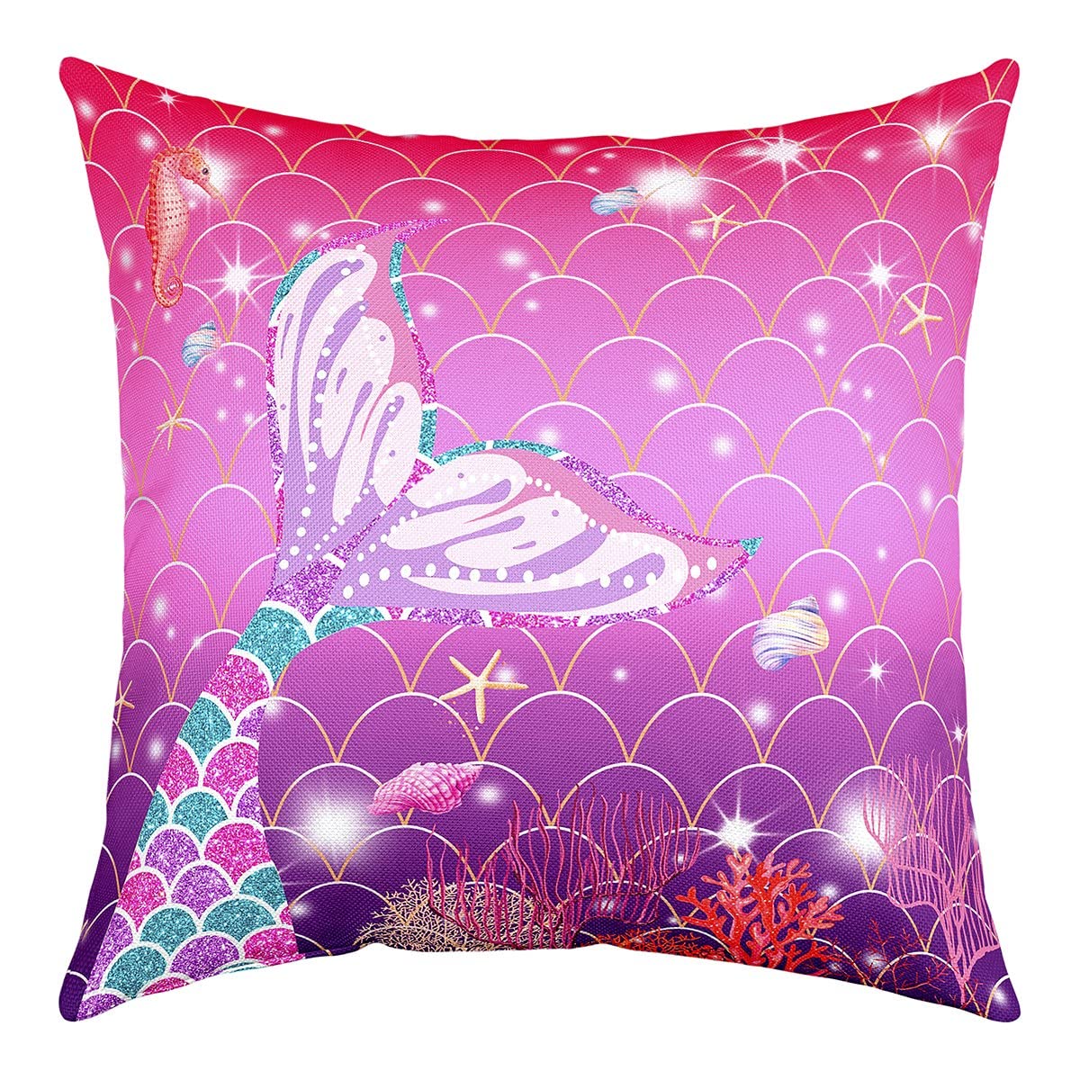Set di 1 federa per cuscino con unicorno e sirena, decorazione per la