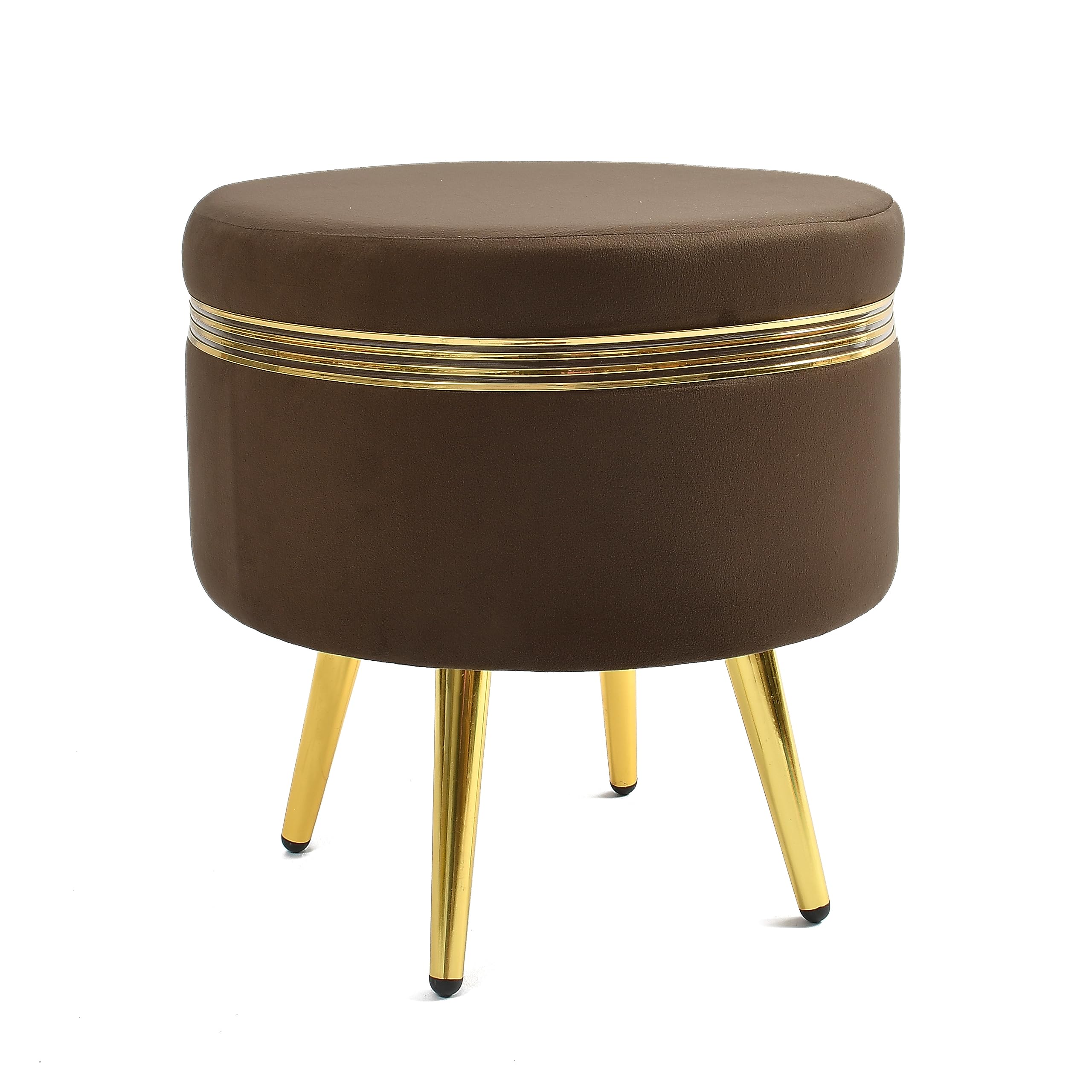 NACIA Ottoman Stool for Living Room Golden Metal Legs Furniture Footrest for Sofa Dressing Table srool, Sitting Pouffes for Home Décor (16x16x17 Inches, Coffee)-image-49