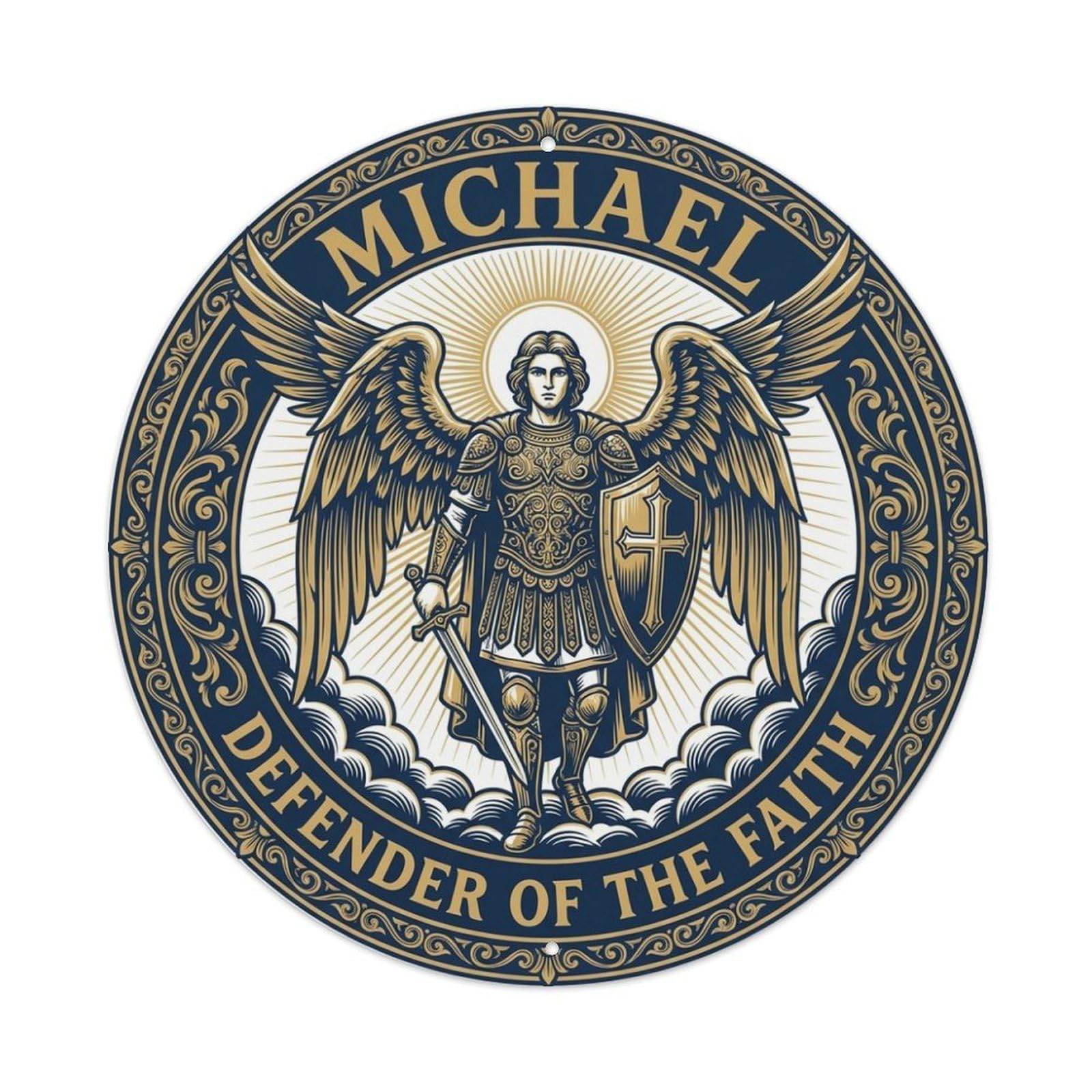 Defender of The Faith St Michael Archangel Judgment Metal Tin Sign