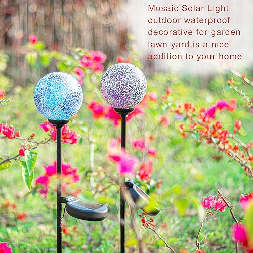 Miniatura 4 de VCUTEKA Luces solares decorativas de jardín al aire libre, luz solar de mosaico, impermeable, luz LED de estaca para paisaje, patio, terraza