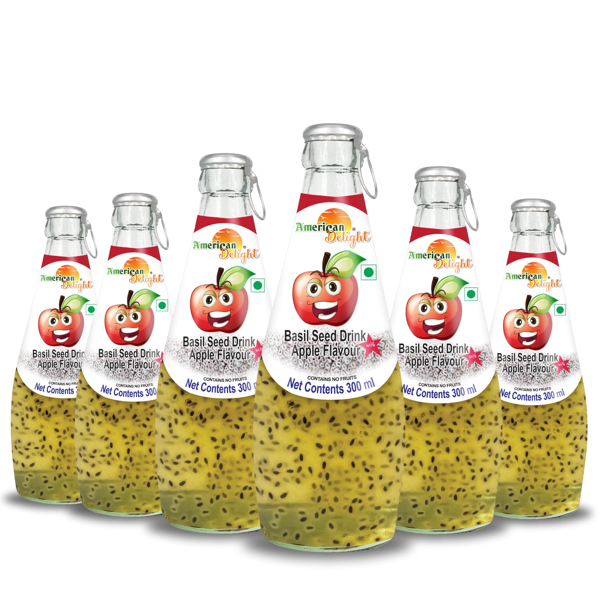 American Delight Flavored Drink with Basil Seed |Apple Flavored Fruit drink with Basil Seeds aka Sabja Seeds | Pack of 6 x 300ml Each | Ready to Serve Drink-image-25