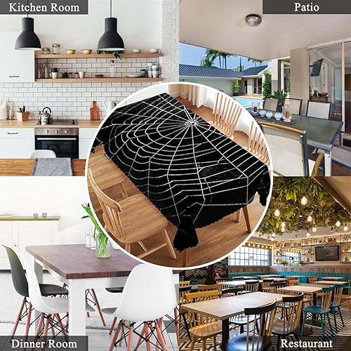 Miniatura 7 de Swono Mantel de telaraña aterradora, telaraña de Halloween, telarañas, telarañas, para cocina, comedor, decoración de mesa, fiestas, bodas, mantel