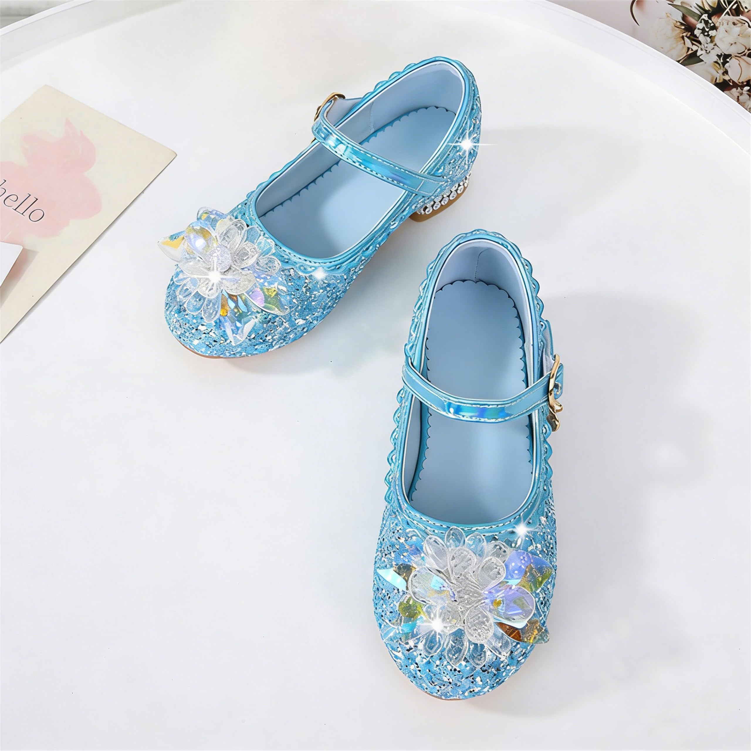 Déguisement Doux Chaussures Enfant Paillettes de Princesse Comfortable Mariage Noël Fête Anniversaire Carnaval Cérémonie Fête Cadeau Fille Ballerines Cosplay pour Enfant Costume