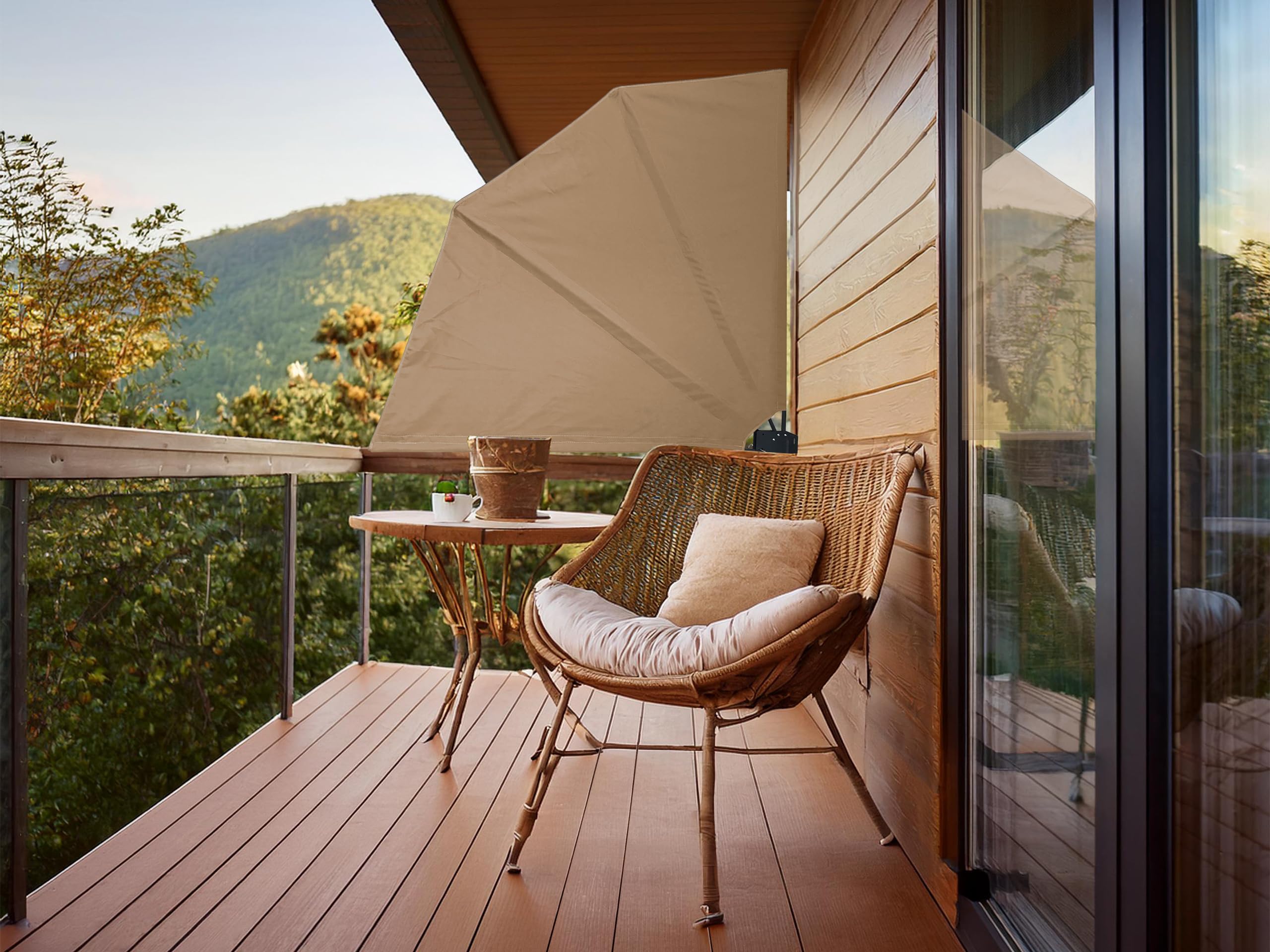 Paravento per Balcone 115 x 115 cm Tessuto Sabbia