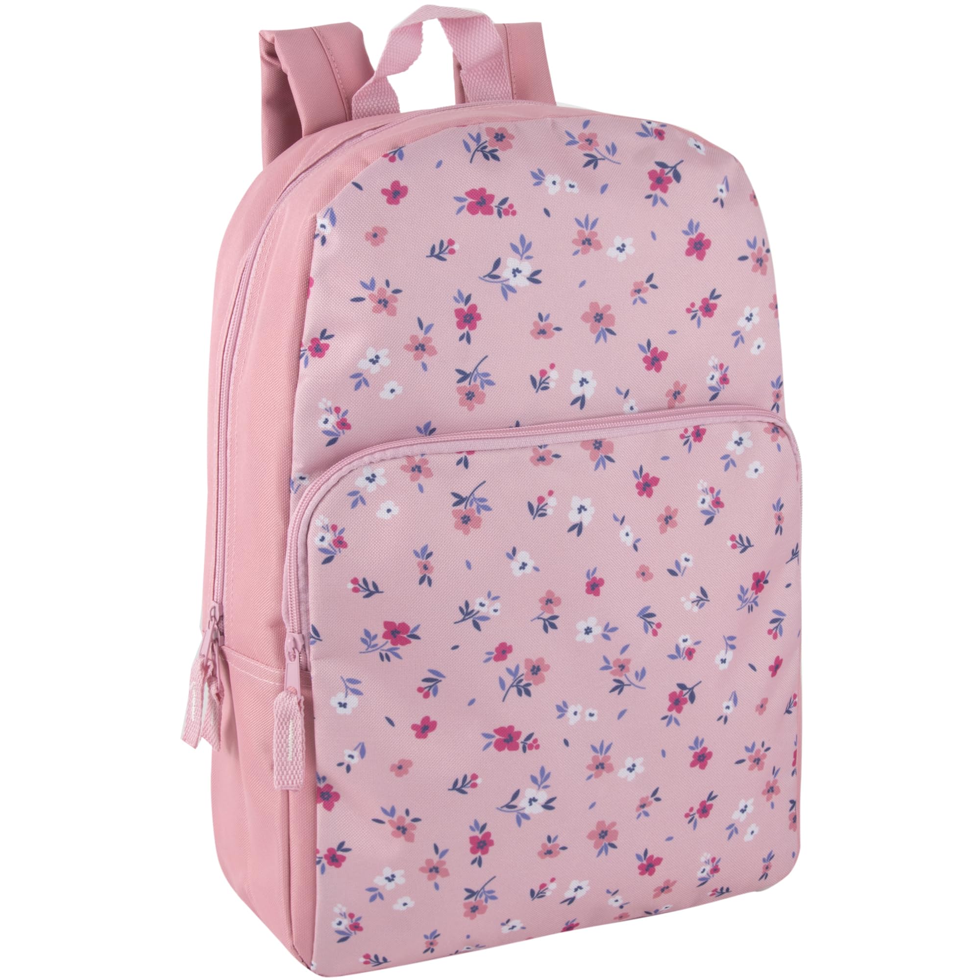 Trail maker Fun School Backpack for Elementary Middle School Girls and Boys | 17 Inch Printed Backpacks for School Kids, Travel (Pretty Pink Flowers)