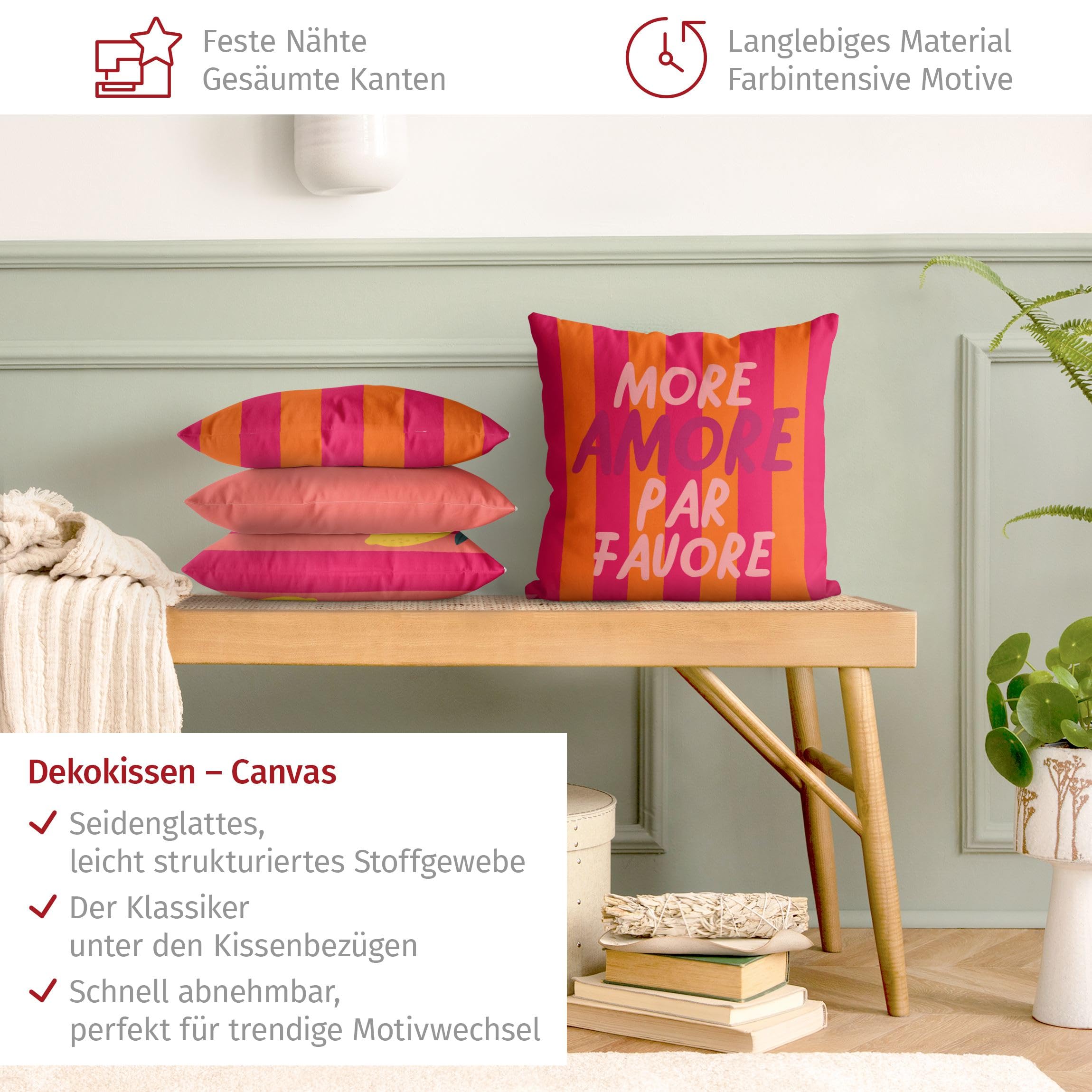 Deko Kissenhülle 4er Set draußen/Outdoor waschbar Muster ohne Füllung Zierkissen - Made in Germany - Blumenmuster Bezug bunt Sofakissen Pop Art Outdoor Sofa Bett 1060